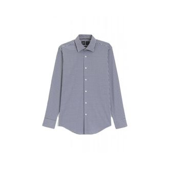 HUGO BOSS Slim Fit Performance Stretch Gestreken Poplin Shirt - Heren - Zakelijke Overhemden - Blauw - 3XL - Leer - Overhemden