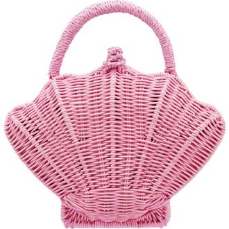 Nina Shelly Rattan Top Handle Bag in Petal Pink at Nordstrom
