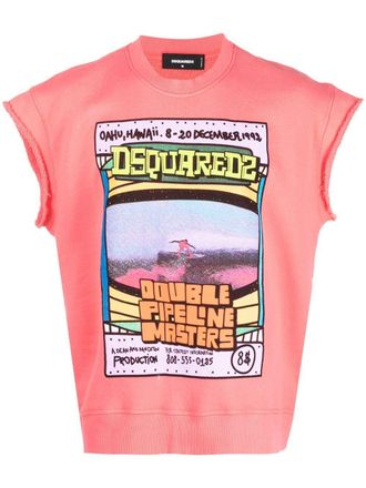 Dsquared2 logo-print sleeveless sweatshirt - men - Cotton - M - Pink