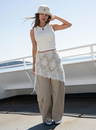 Twik Womens Lace scarf wide-leg pant