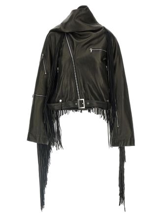 Rick Owens Womens Cropped Scarf Flight Jacket