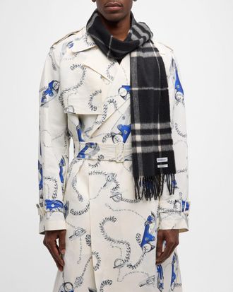 Burberry Mens Giant Check Cashmere Scarf
