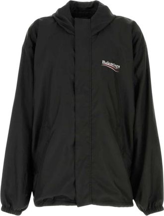 Balenciaga Light Jackets, male, Black, Size: XS Waterproof Jacket With Hood