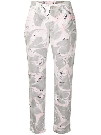 Stella McCartney high-rise abstract-print jeans - women - Cotton - 25 - Grey