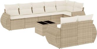 vidaXL Set De Sof&aacute;s De Jard&iacute;n 9 Pzas Con Cojines Rat&aacute;n Sint&eacute;tico Beige Vidaxl