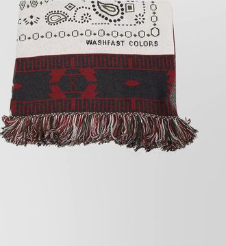 Alanui rectangular jacquard scarf fringe detail