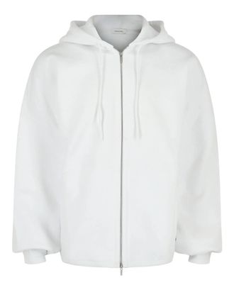 Ferragamo Mens Heavyweight Fleece Zip-Up Hoodie In White
