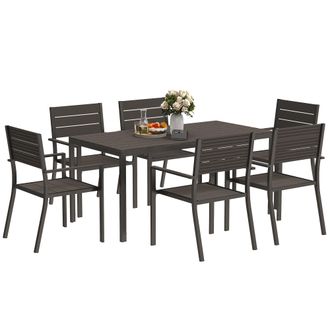 OUTSUNNY 7 Piece Garden Furniture Set with Table and 6 Stackable Chairs | TJ Hughes