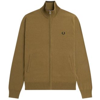 Fred Perry Mens Brown Classic Zip Sweatshirt Wool - Size X-Small