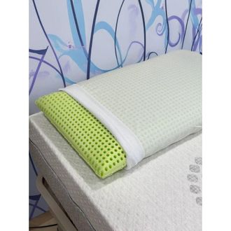 Talamo Italia Almohada Para Cama Talamo Italia 100% Made In Italy, Almohada En Funda De Almohada Eco-sostenible Y Perforada Memory Verde Org&aacute;nico, 73x43xh14 Cm, Con