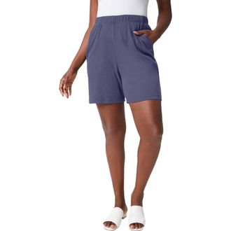 Jessica London Soft Ease Knit Shorts in Deep Dusk at Nordstrom, Size Medium