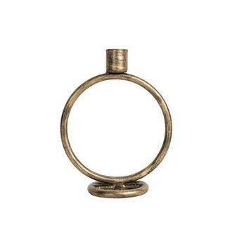 Foreside Home And Garden Brass Round Sculpture Taper Candle Holder Metal in Gold at Nordstrom