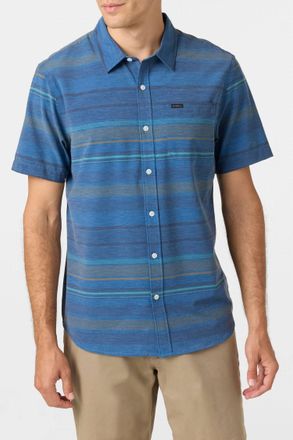 O'Neill Trvlr Upf Traverse Shirt In Striped Midnight Navy