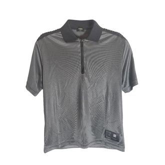 Fendi Grey FF Jacquard Half-Zip Polo Shirt Size M