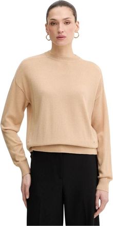 A|X Armani Exchange Trui met split aan de achterkant - Dames - Ronde hals truien - Beige - S - Wol - Truien & Vesten