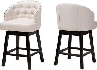 Baxton Studio Theron Mid-Century 2Pc Swivel Counter Stool Set