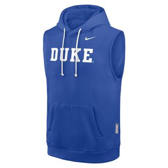 Nike Duke Sideline Nike Mens Dri-FIT College Sleeveless Pullover Hoodie in Blue | 03B44EVDU-65K