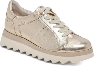 Dolce Vita Jorgie Sneakers Womens Gold Leather Platform Shoes HTAT1149