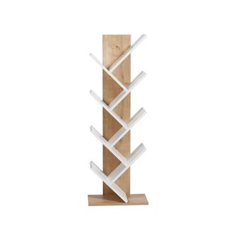 Calicosy Oak & White Finish Bookcase, H129.8 Cm - TUVAL in Light Oak