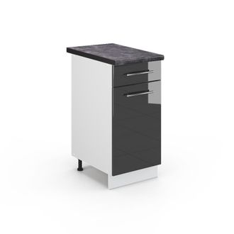 Vicco Mueble Bajo De Cocina Fame-line, Antracita Alto Brillo, 40 Cm, Et Antracita