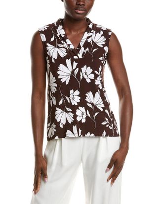 Anne Klein Printed Triple Pleat Top