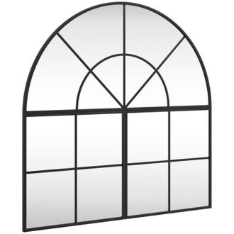 vidaXL Espejo De Pared Arco De Hierro Negro 80x80 Cm Vidaxl