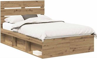 vidaXL Estructura De Cama Con Cabecera Roble Artesanal 120 X 190 Cm Vidaxl