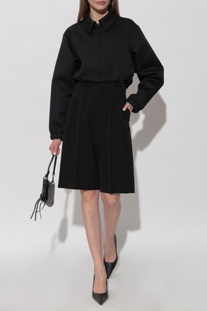 Balenciaga Wool Shorts, Womens, Black