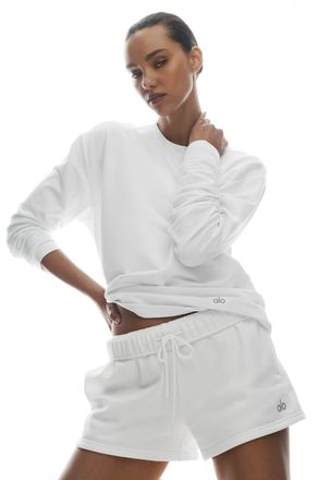 Alo | Double Take Long Sleeve Crewneck Top in White, Size: XL