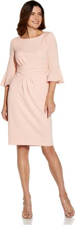 Adrianna Papell Womens Rio Knit Draped Sheath Dress - Pink - Size 12 UK