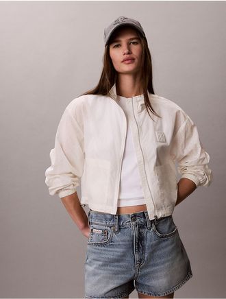Calvin Klein Jeans Calvin Klein Womens Emblem Logo Perforated Tech Jacket - White - XL