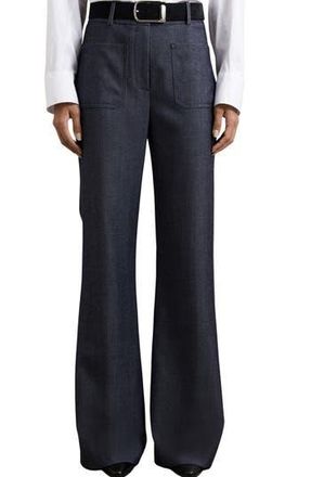 Reiss Uma Wool Blend Patch Pocket Flare Leg Pants in Blue at Nordstrom Rack, Size 10 Us / 14 Uk