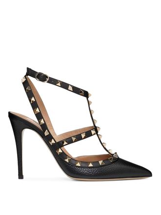 Valentino Garavani Rockstud Garnet Calfskin Straps Pumps 100Mm