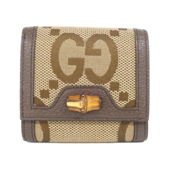 Gucci Brown Camel Gg Canvas Leather Wallet (Bi-Fold) (Pre-Owned)