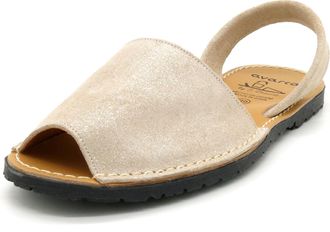 Avarcashop Menorquina Womens Sandals Leather Summer Shoes Suede Micro Glitter, Micro Glitter Beige, 9 UK