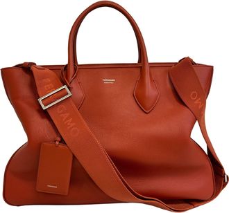 Ferragamo Orange Leather Handbag Tote Bag (Pre-Owned)