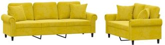 vidaXL Vidaxl - Juego de sofás con cojines 2 piezas terciopelo amarillo