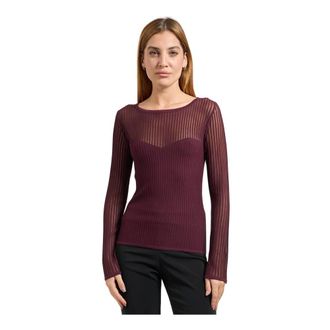 Patrizia Pepe Tops, Dames, Paars, XS, Paarse Trui met Transparante Details