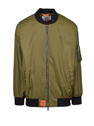 Original Bombers Oversized Green Bomber Jacket With Contrasting Detailing
