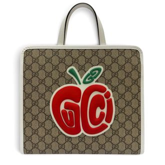 Gucci Beige Red Color White Gg Supreme Handbag Tote Bag (Pre-Owned)