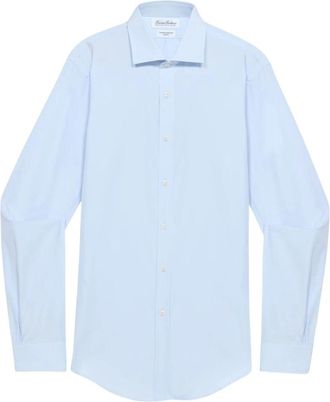 Brooks Brothers Slim Fit Poplin Overhemd met London Kraag - Heren - Zakelijke Overhemden - Blauw - M - Katoen - Overhemden