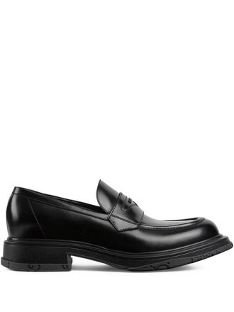 Gucci logo-detail loafers - men - Calf Leather/Calf Leather/Rubber - 8.5 - Black