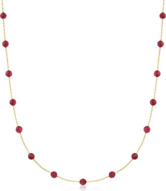 Canaria Canaria Ruby Bead Station Necklace in 10kt Yellow Gold