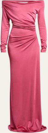 Victoria Beckham Off-Shoulder Draped Gown
