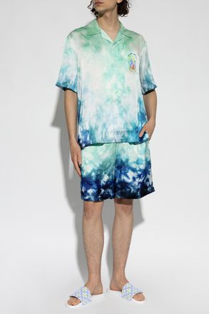 Casablanca Silk Shorts With Pocket, Mens, Blue