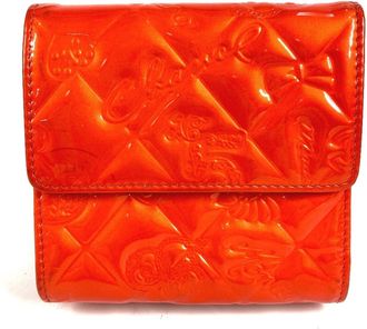 Chanel Orange Red Color Patent Leather Wallet (Tri-Fold) (Pre-Owned)