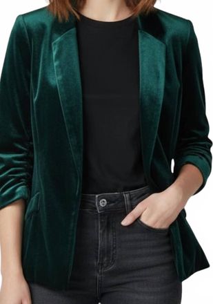Skies Are Blue Clothing Vogue Velvet Blazer In Green