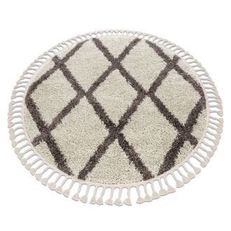 RugsX Rugsx - Alfombra Berber Troik C&iacute;rculo Crema Franjas Bereber Marroqu&iacute; Shaggy Beige Circulo 120 Cm