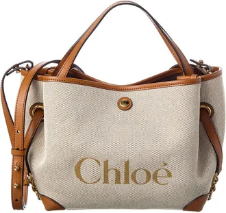 Chlo&eacute; Clover Double Carry Small Canvas & Leather Tote