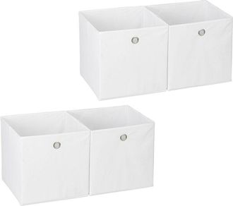 Relaxdays 6x Cestini Porta-Oggetti, Quadrati, per lo Scaffale, Scatole a Forma di Cubo, HxLxP: 30 x 30 x 30 cm, Bianco